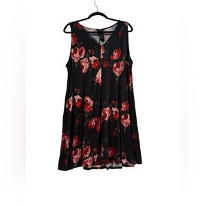 Premise Floral Dress XXL 2X Black Red Sleeveless Flowy Stretch